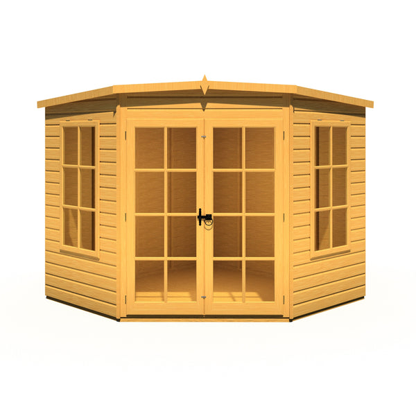 Shire Hampton 8x8 Corner Summerhouse 12mm Interlock Cladding - Best Shed