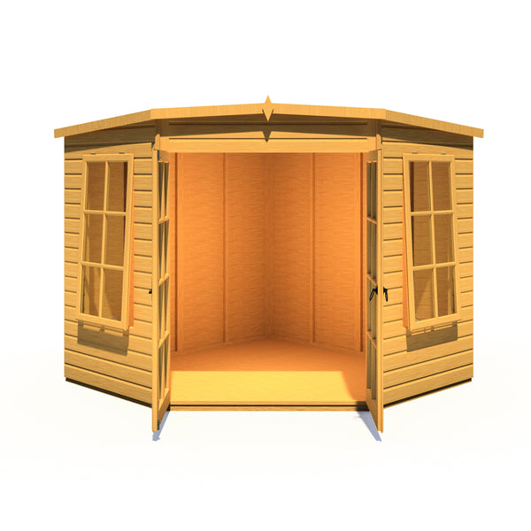 Shire Hampton 8x8 Corner Summerhouse 12mm Interlock Cladding - Best Shed
