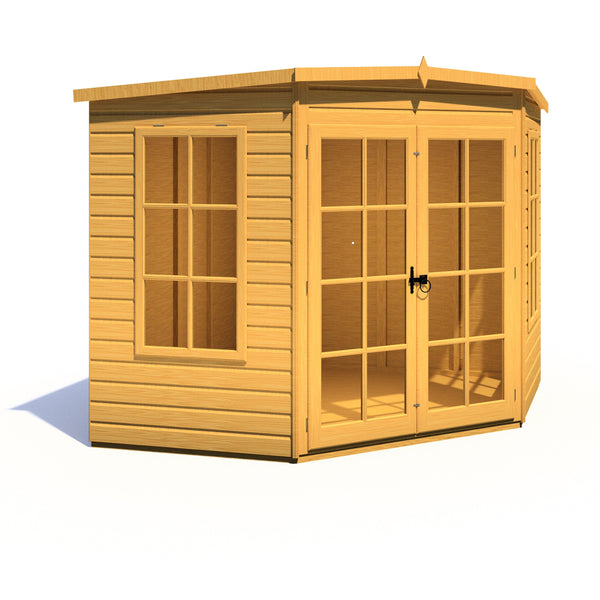 Shire Hampton 8x8 Corner Summerhouse 12mm Interlock Cladding - Best Shed