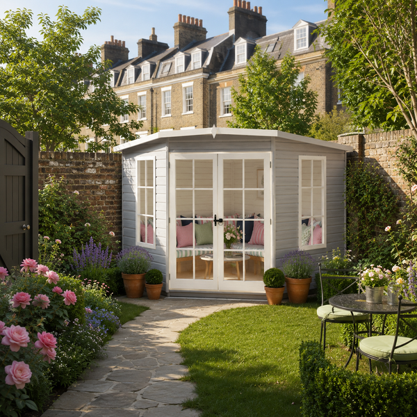 Shire Hampton 8x8 Corner Summerhouse 12mm Interlock Cladding