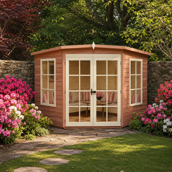 Shire Hampton 8x8 Corner Summerhouse 12mm Interlock Cladding