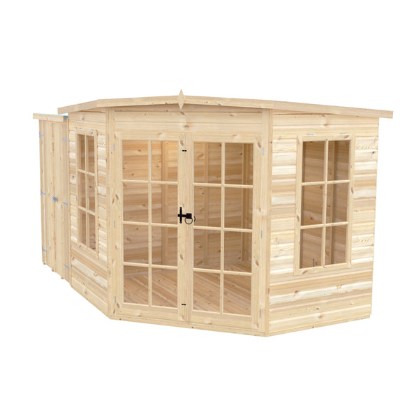 Shire Hampton with Side Shed 8x12 Corner Summerhouse 12mm Interlock Cladding
