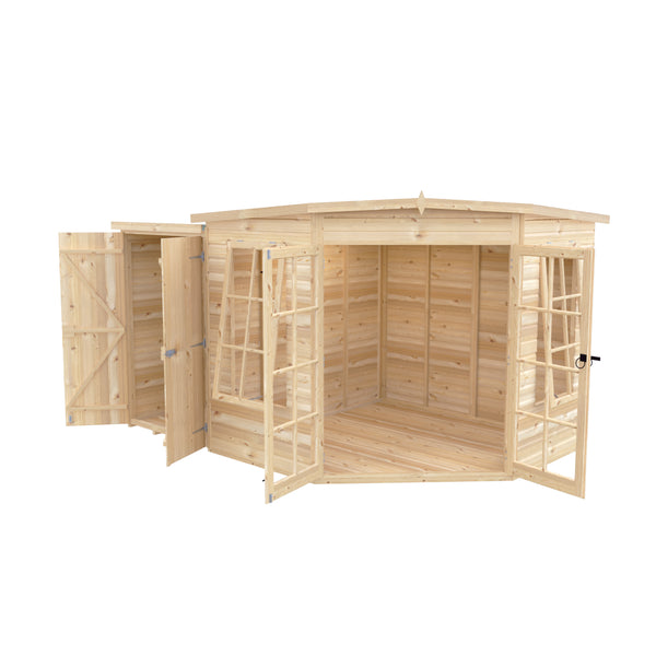 Shire Hampton with Side Shed 8x12 Corner Summerhouse 12mm Interlock Cladding