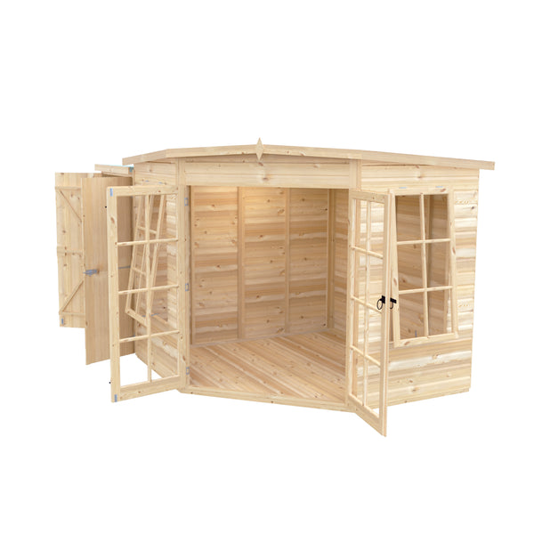 Shire Hampton with Side Shed 8x12 Corner Summerhouse 12mm Interlock Cladding