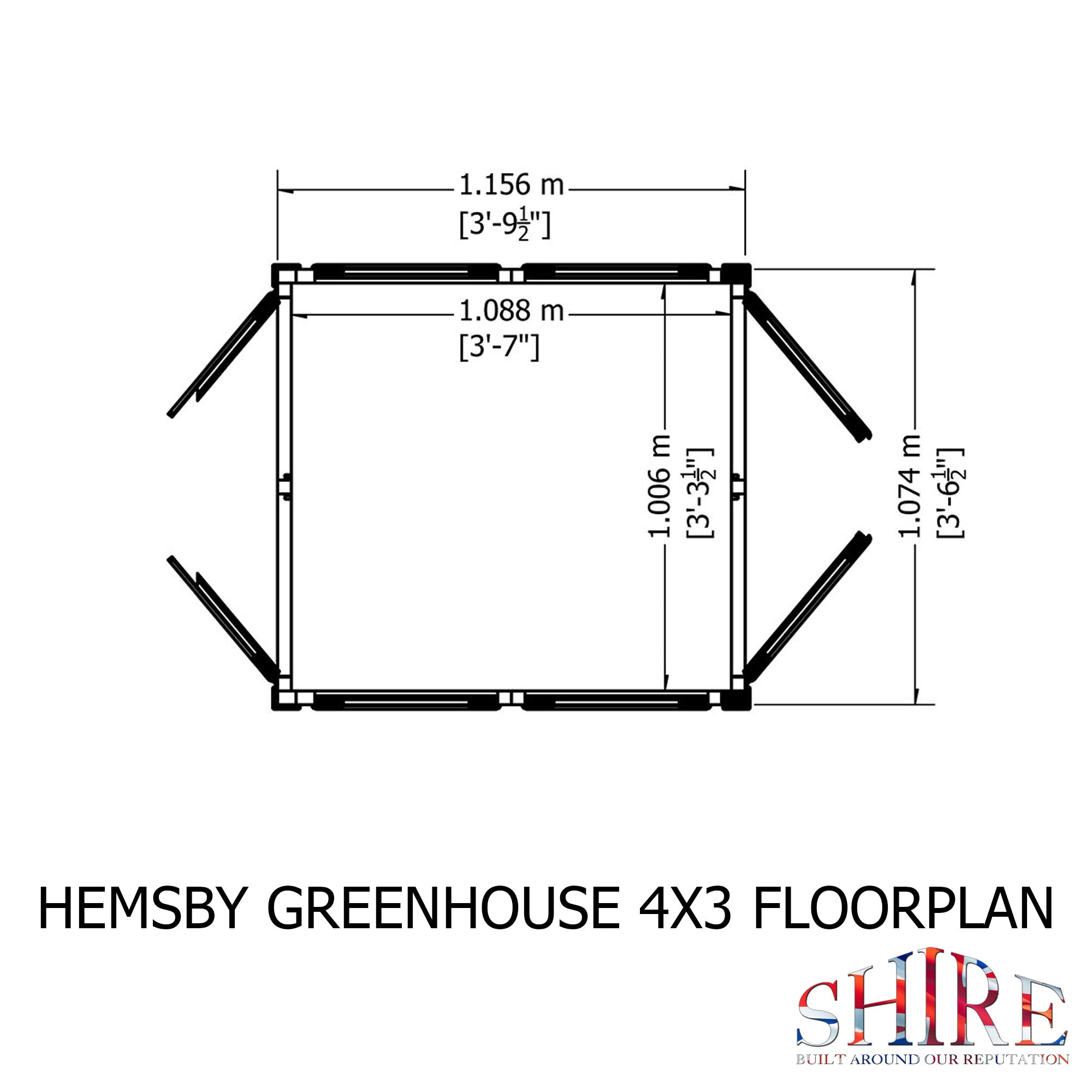 Shire Hemsby 4x4 Greenhouse with Multi door access - Best Shed