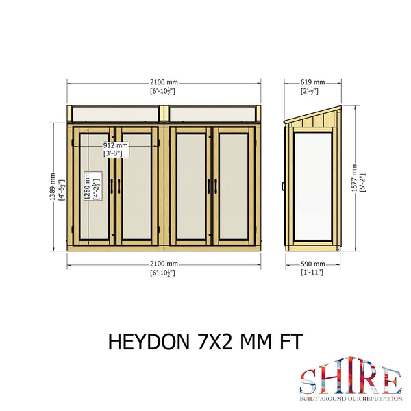 Shire Heydon 7x2 Greenhouse - Best Shed