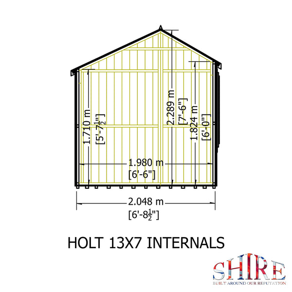 Shire Holt Apex Garden Shed Shiplap Double Door 13x7 - Best Shed