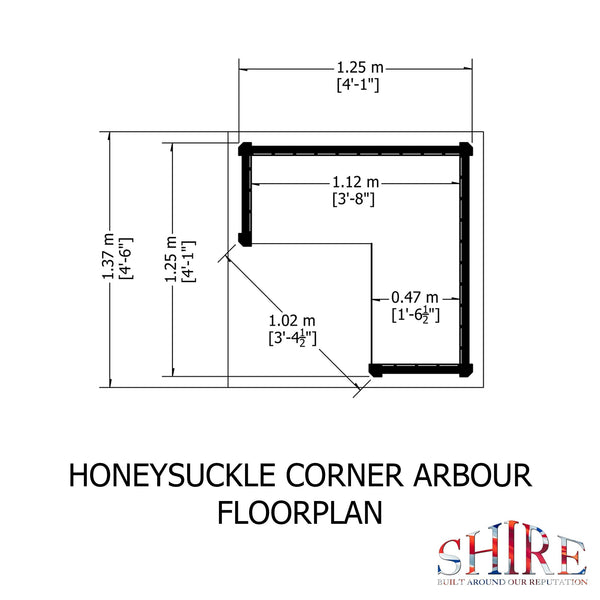 Shire Honeysuckle Corner Arbour 1.4x1.4m - Best Shed