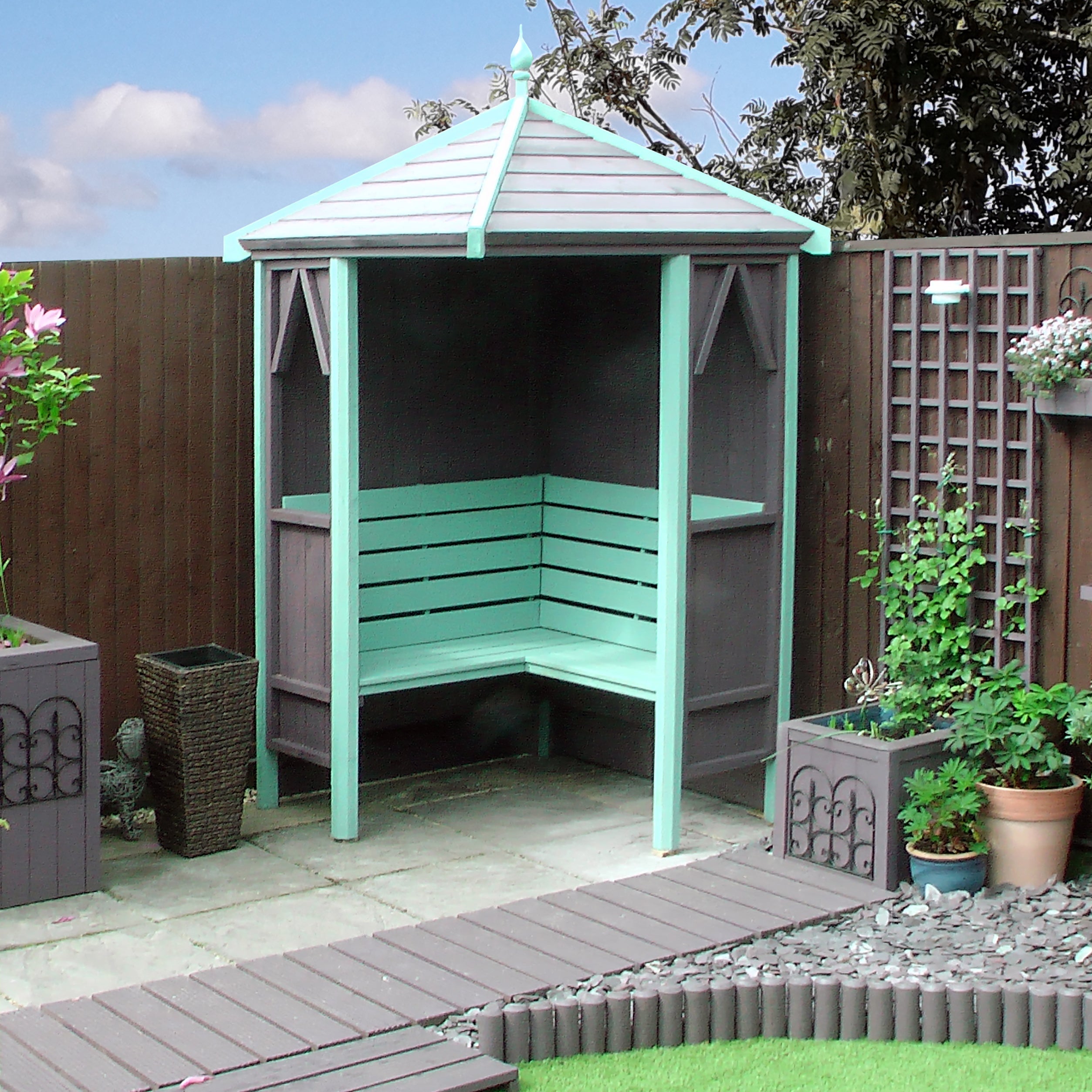Shire Honeysuckle Corner Arbour 1.4x1.4m - Best Shed