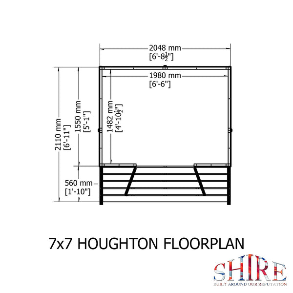 Shire Houghton(Vallance) 7x7 12mm interlock Clad wooden Summerhouse - Best Shed