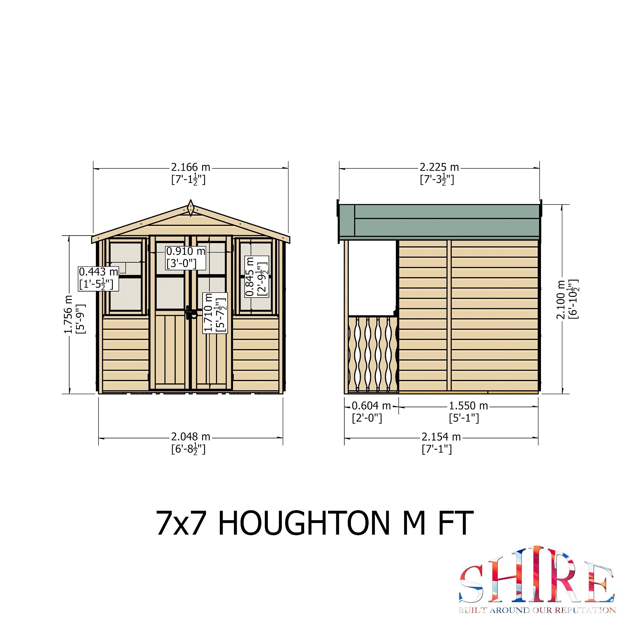 Shire Houghton(Vallance) 7x7 12mm interlock Clad wooden Summerhouse - Best Shed