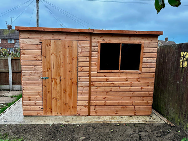 Caldey Single Door 10x8 style D 12mm Shiplap Garden Shed