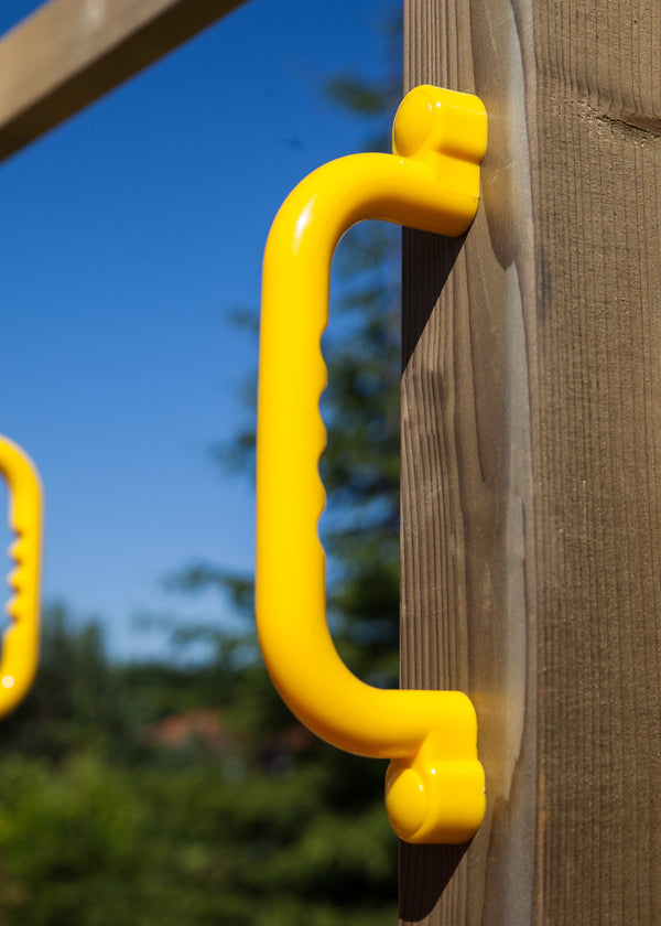 Climbing frame Rumble Ridge Rock Wall featuring single swing and slide - Best Shed