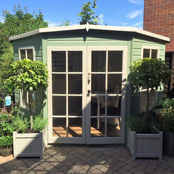 Shire Hampton 8x8 Corner Summerhouse 12mm Interlock Cladding - Best Shed