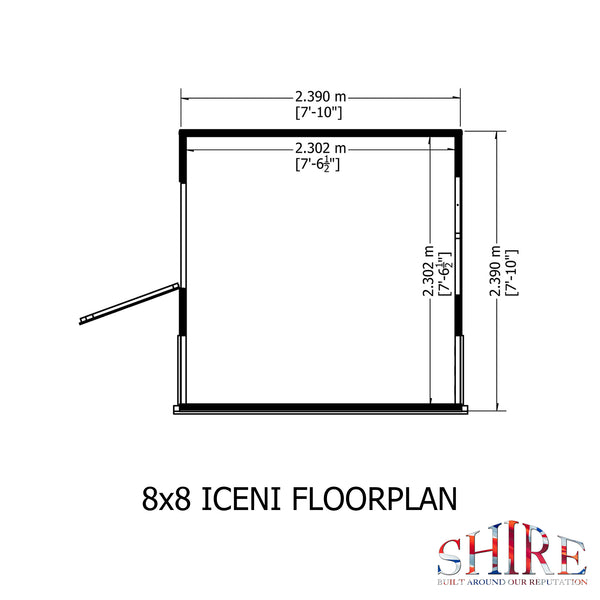 8x8 Iceni Potting Shed Style A single door 12mm Shiplap
