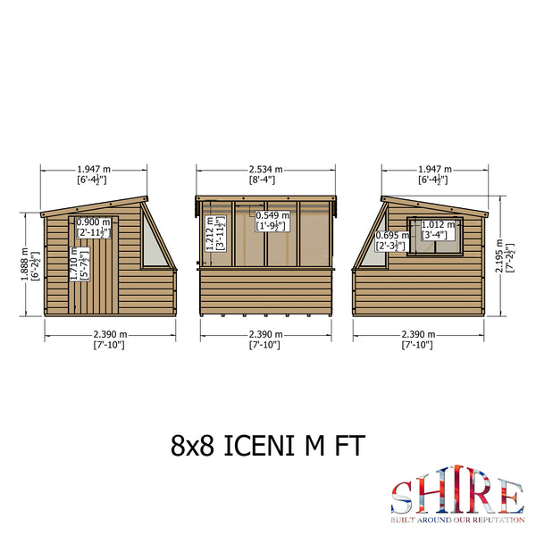8x8 Iceni Potting Shed Style A single door 12mm Shiplap