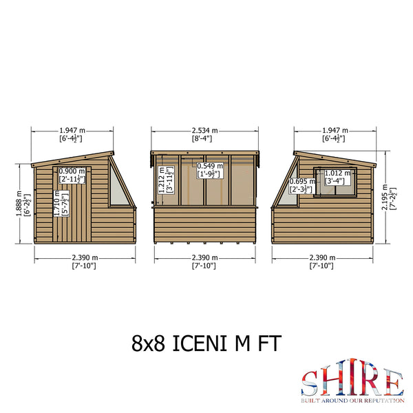8x8 Iceni Potting Shed Style A single door 12mm Shiplap