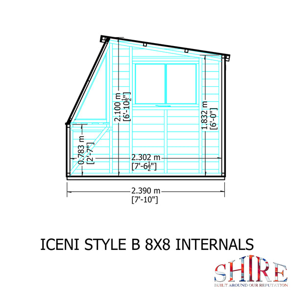 8x8 Iceni Potting Shed Style B Single Door 12mm Shiplap