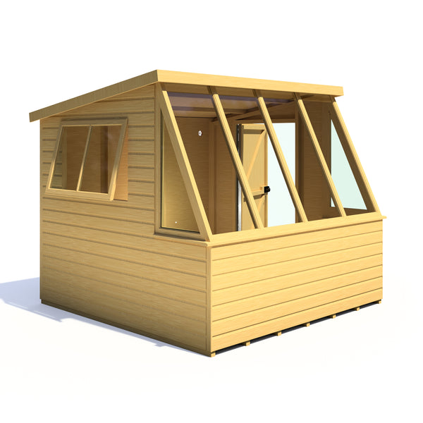 8x8 Iceni Potting Shed Style B Single Door 12mm Shiplap