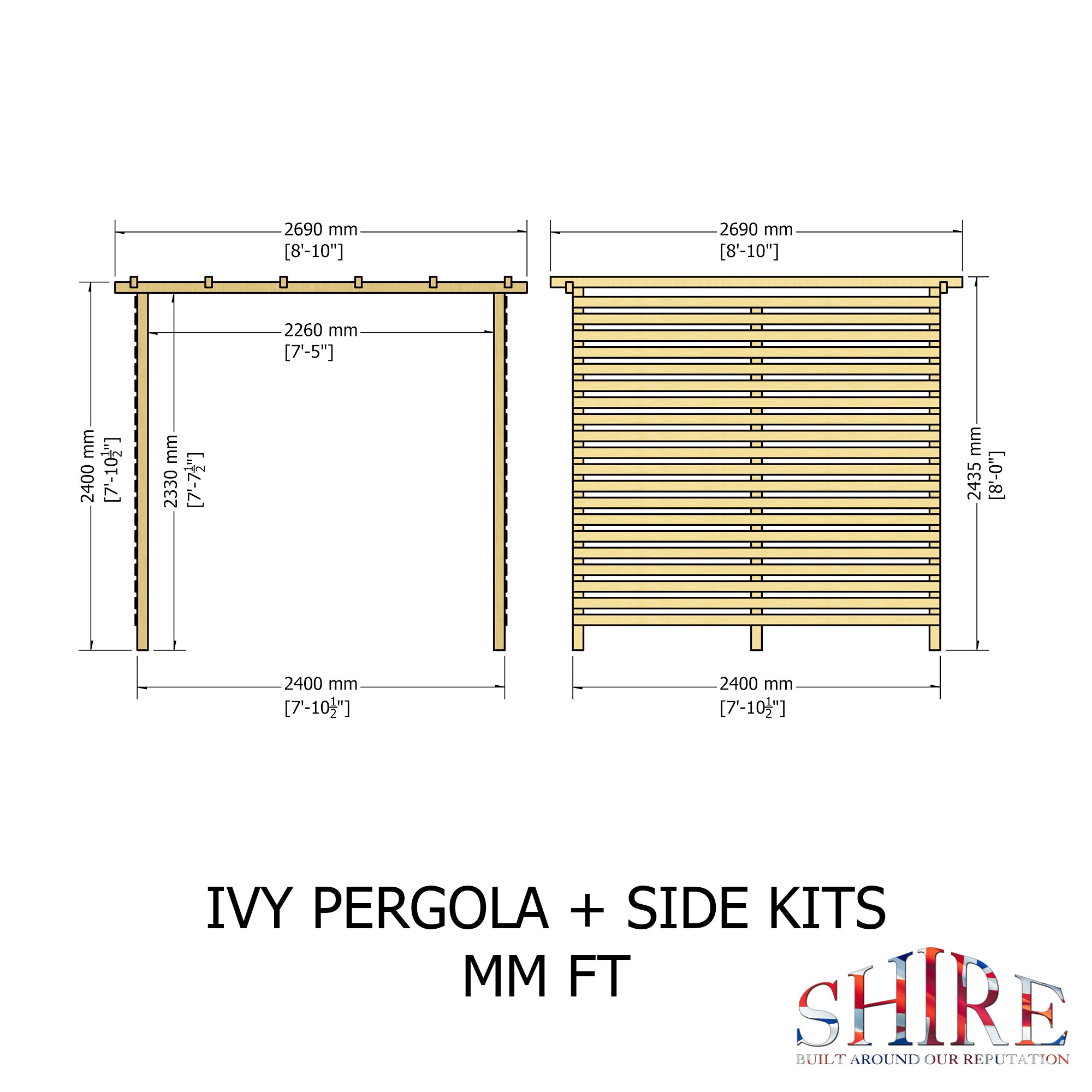 Ivy Pergola Kit 8x8 & Sides - Best Shed