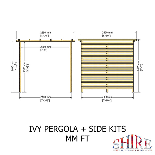 Ivy Pergola Kit 8x8 & Sides - Best Shed