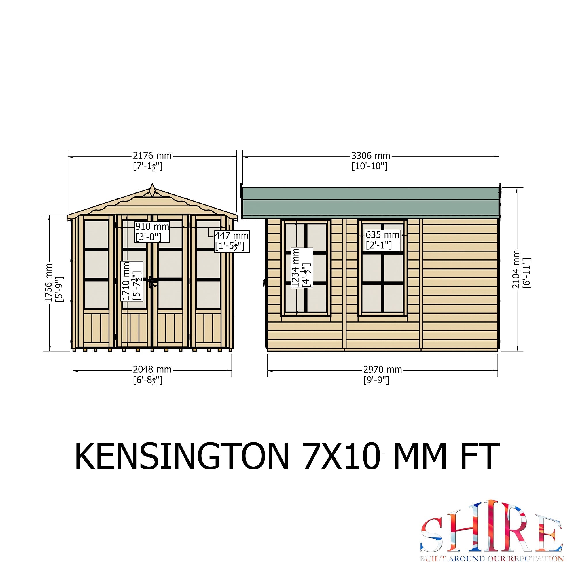 Shire Kensington 7x10 12mm interlock Clad wooden Summerhouse - Best Shed