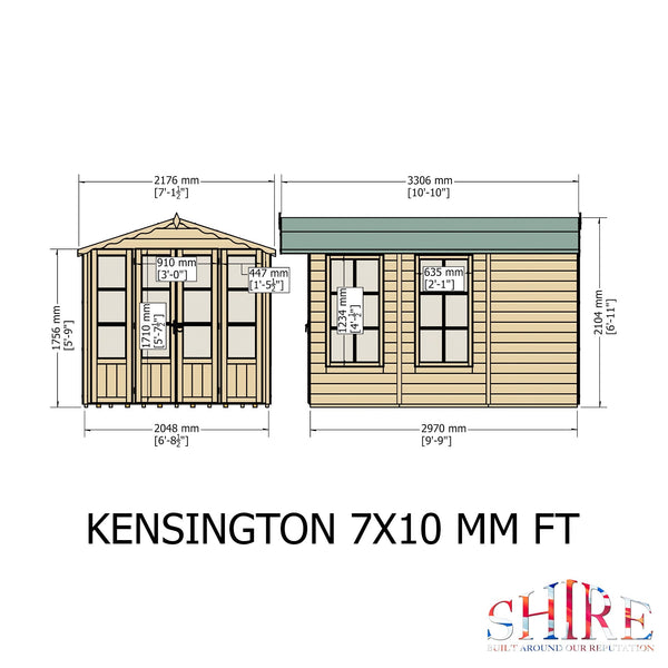 Shire Kensington 7x10 12mm interlock Clad wooden Summerhouse - Best Shed