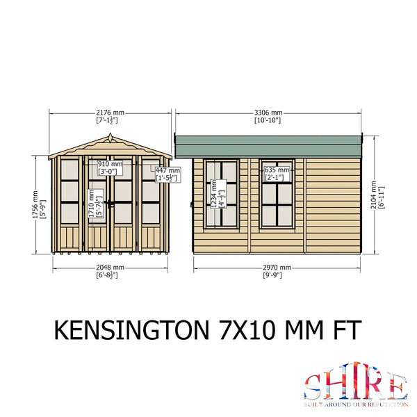 Shire Kensington 7x10 12mm interlock Clad wooden Summerhouse - Best Shed