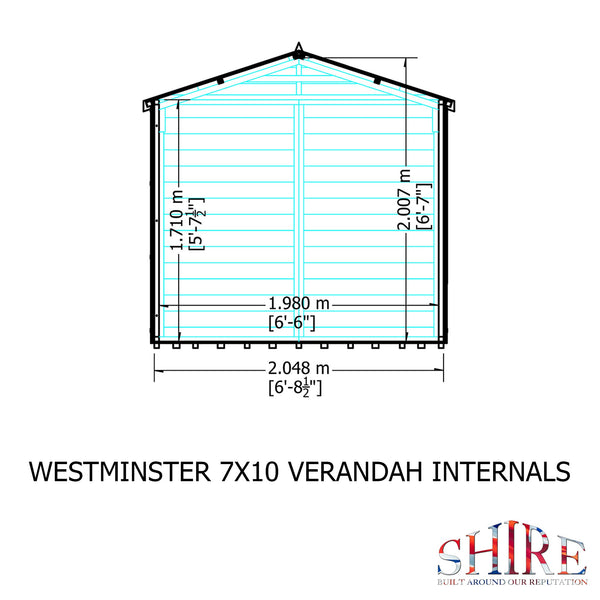 Shire Kensington 7x10 & Verandah 12mm interlock  Clad wooden Summerhouse - Best Shed