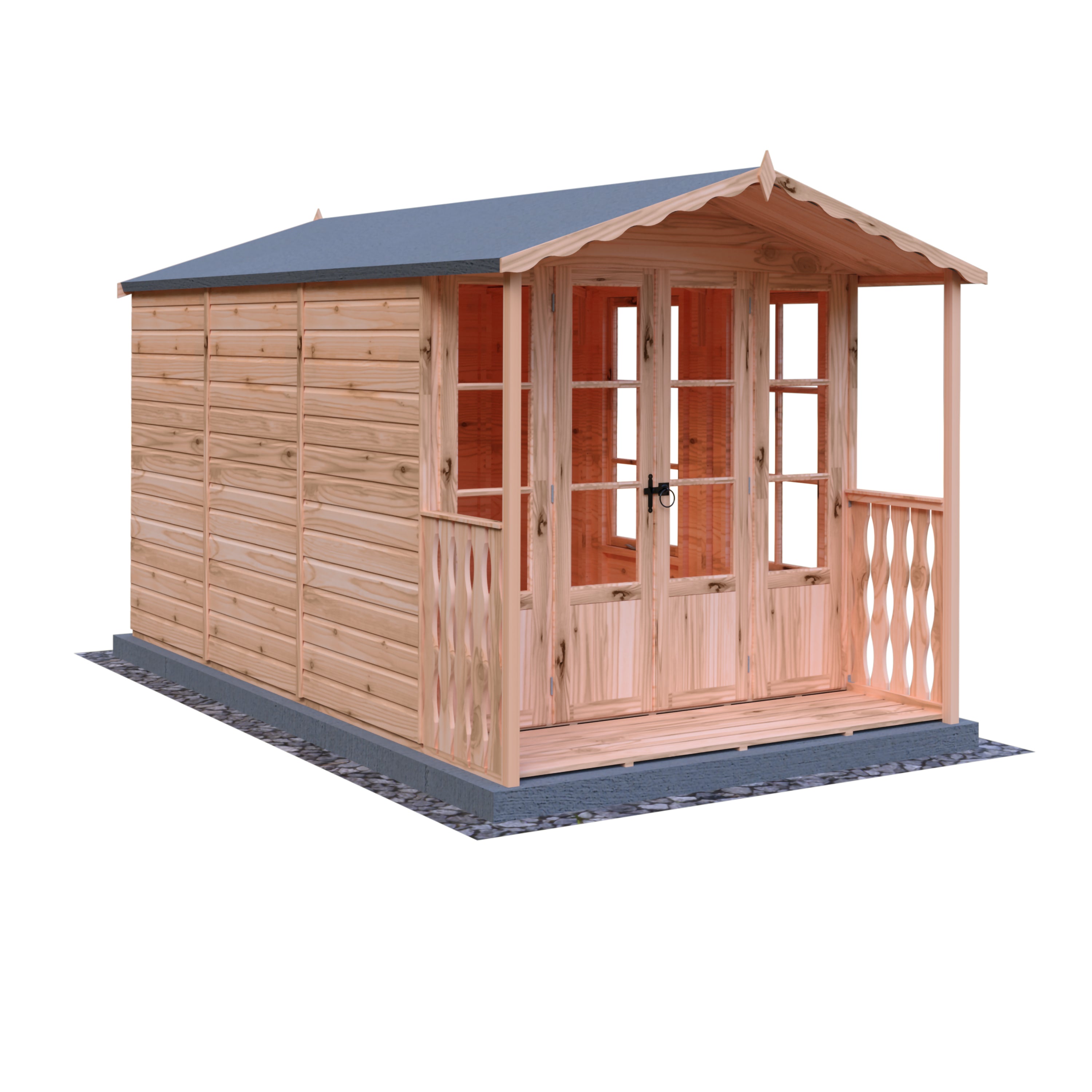 Shire Kensington 7x10 & Verandah 12mm interlock  Clad wooden Summerhouse - Best Shed