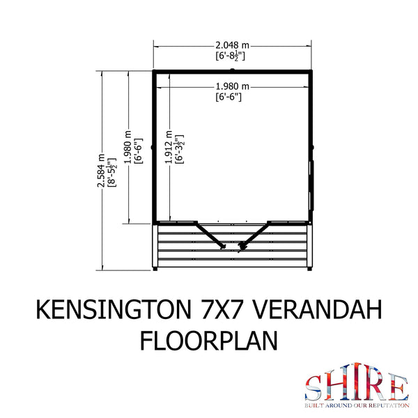 Shire Kensington 7x7 & Verandah 12mm interlock  Clad wooden Summerhouse - Best Shed
