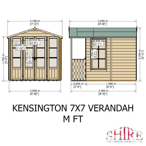 Shire Kensington 7x7 & Verandah 12mm interlock  Clad wooden Summerhouse - Best Shed