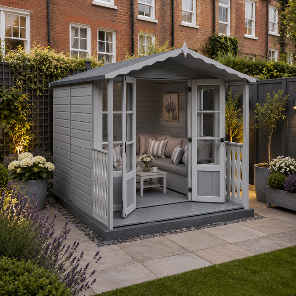 Shire Kensington 7x7 & Verandah 12mm interlock  Clad wooden Summerhouse