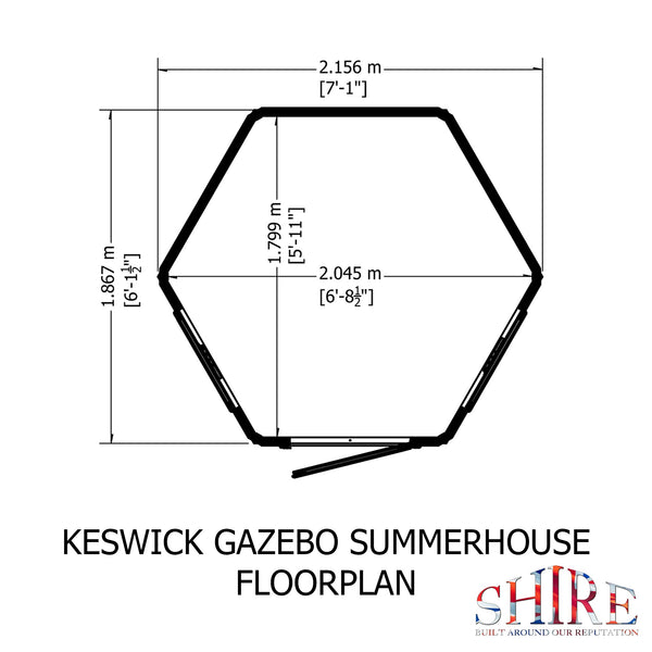 Shire Keswick Gazebo Hexagonal Summerhouse 6x6 12mm Cladding
