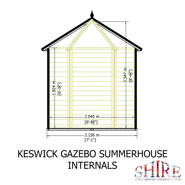 Shire Keswick Gazebo Hexagonal Summerhouse 6x6 12mm Cladding
