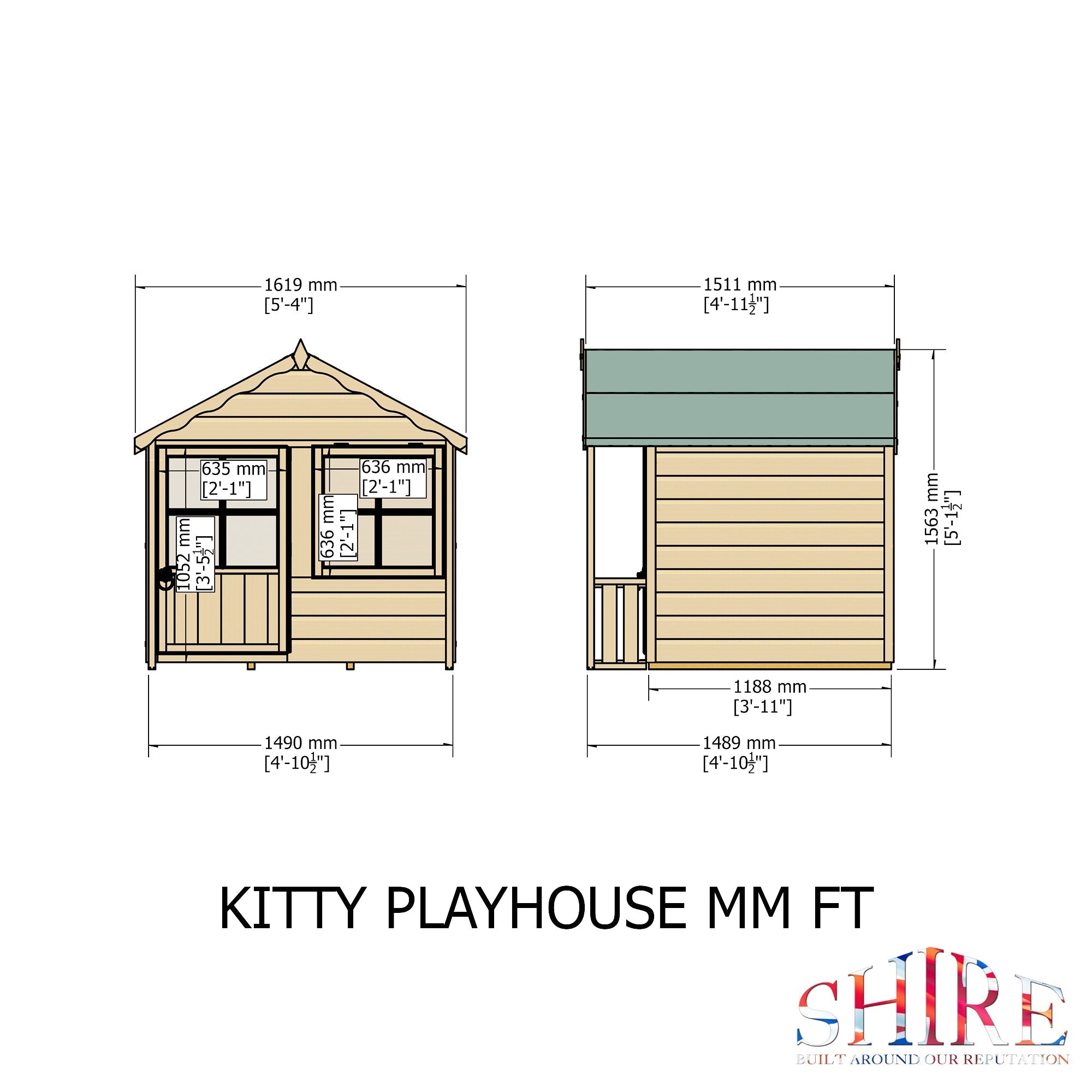 Shire 5x4 Kitty Childrens Playhouse with 12mm Shiplap cladding - Best Shed