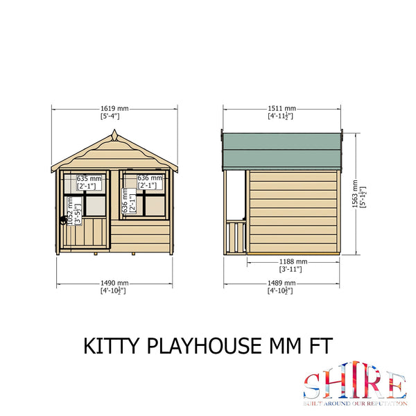 Shire 5x4 Kitty Childrens Playhouse with 12mm Shiplap cladding - Best Shed