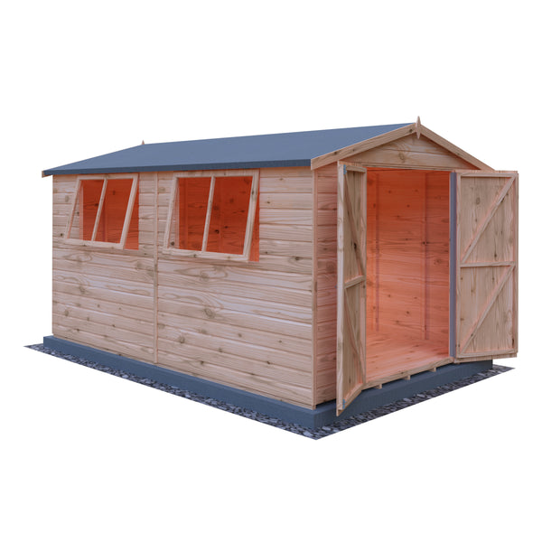 Lewis 12x8 Garden Shed Double Doors 12mm Shiplap T&G