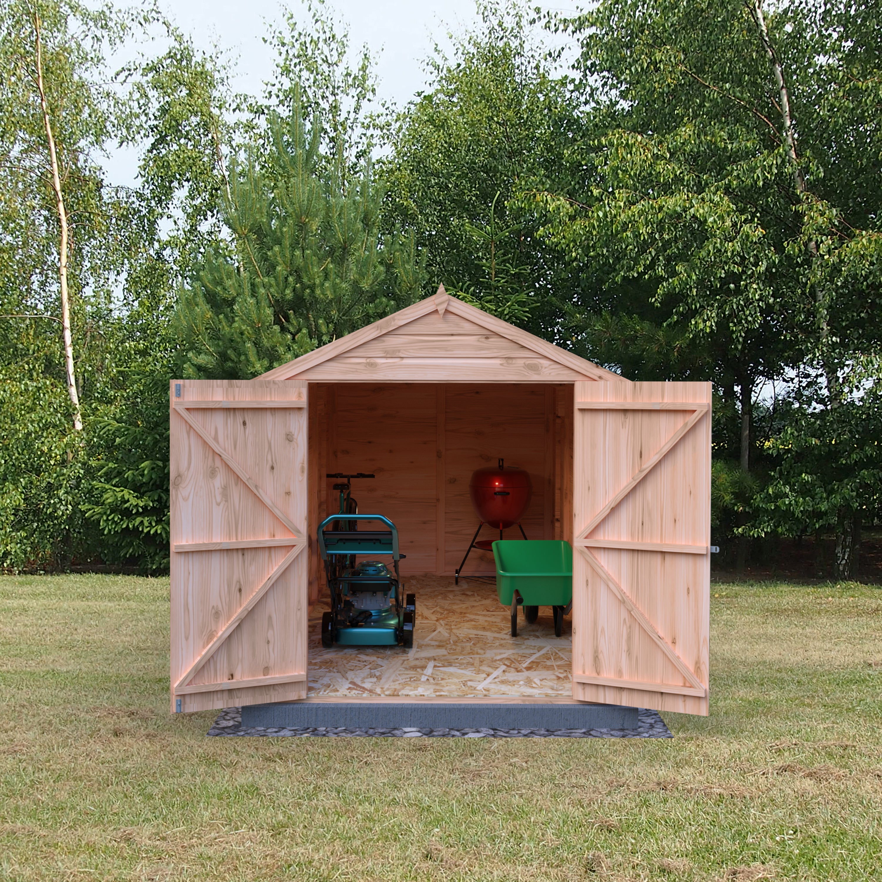 Shire 12x6 Langley double door security window apex shed 12mm shiplap ...