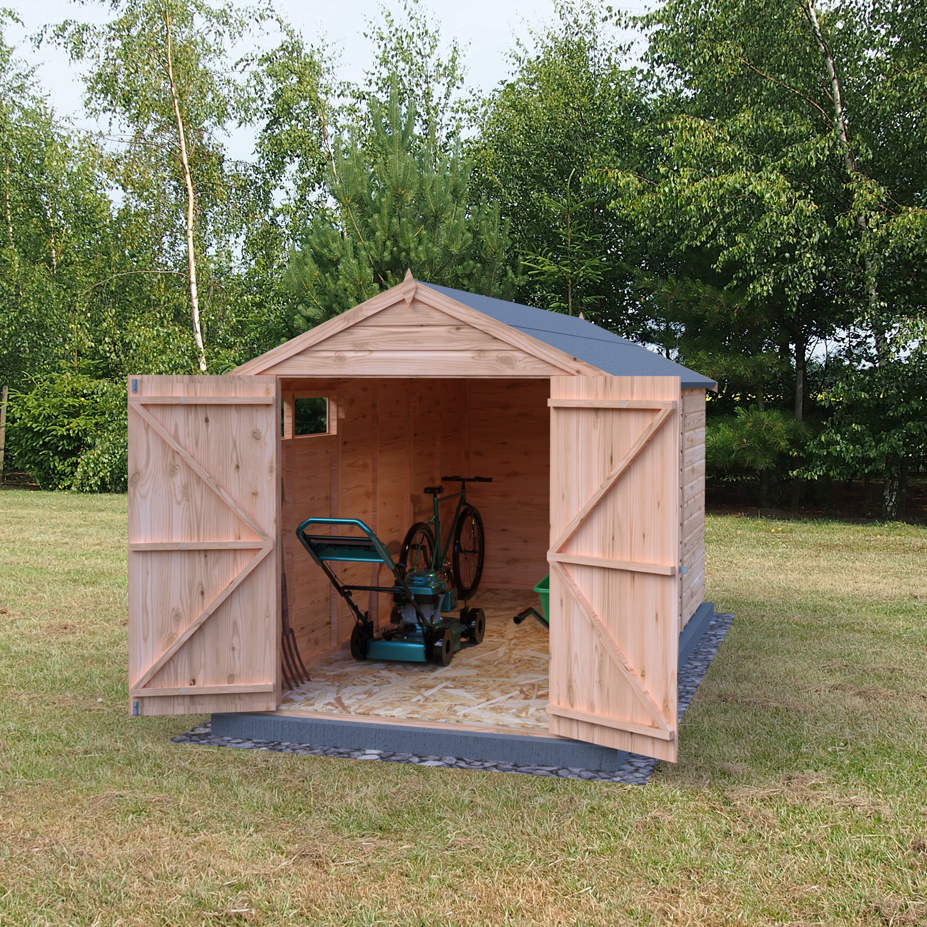 Shire 12x6 Langley double door security window apex shed 12mm shiplap ...