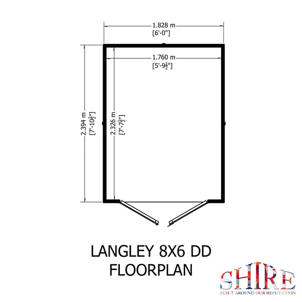 Shire 8x6 Langley double door security window apex shed 12mm shiplap interlock cladding