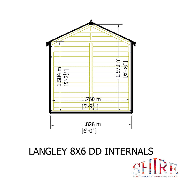Shire 8x6 Langley double door security window apex shed 12mm shiplap interlock cladding