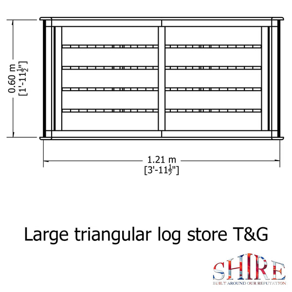 Shire Large Triangular Log Store interlock Pressure Treated 1200Wx620D - Best Shed