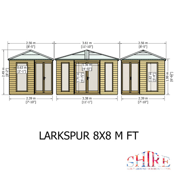 Larkspur 8x8 Corner Summerhouse 12mm Shiplap