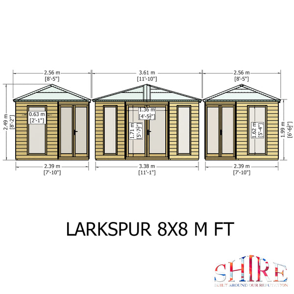 Larkspur 8x8 Corner Summerhouse 12mm Shiplap