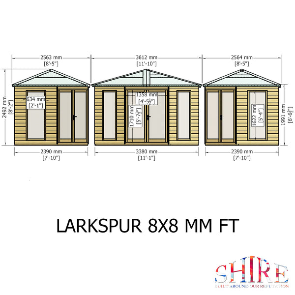 Larkspur 8x8 Corner Summerhouse 12mm Shiplap