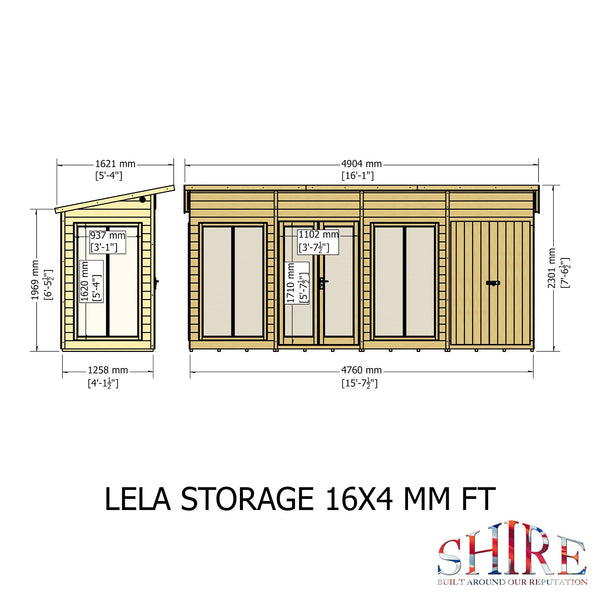 Shire Lela 16x4 Multiroom Summerhouse and Storage Shed - Best Shed