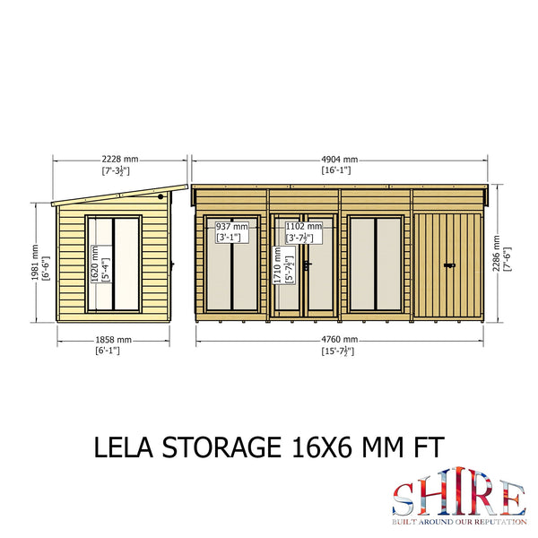 Shire Lela 16x6 Multiroom Summerhouse and Storage Shed - Best Shed