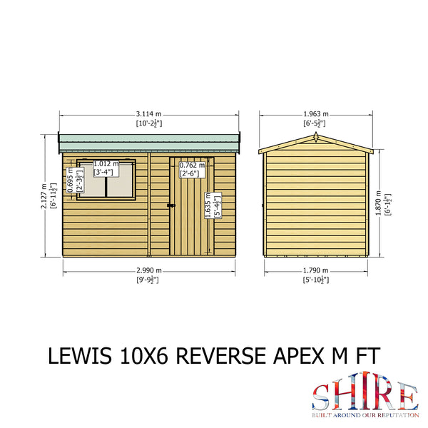 Lewis 10x6 Garden Shed Style C 12mm Shiplap T&G