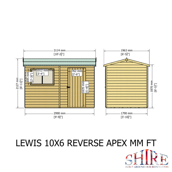 Lewis 10x6 Garden Shed Style C 12mm Shiplap T&G